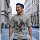 Castrol Retro Motorbike Graphic Heather Grey T-Shirt